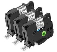 NineLeaf 3 pack de remplacement pour Brother P-touch TZe-155 TZ-155 TZe155 TZ155 AZe 24mm 0.94'' Ruban Blanc sur Transparent Laminé D'étiquette Cassette Recharge Ptouch PT-D600 9400 2110 Étiqueteuse