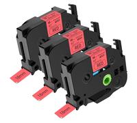 NineLeaf 3 pack de remplacement pour Brother P-touch TZe-441 TZ-441 TZe441 TZ441 AZe 18mm 0.7'' Ruban Noir sur Rouge Laminé D'étiquette Cassette pour Ptouch PT-D600 D600VP E500VP E550WVP Étiqueteuse