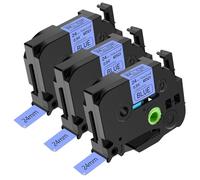 NineLeaf 3 pack de remplacement pour Brother P-touch TZe-551 TZ-551 TZe551 TZ551 AZe 24mm 0.94'' Ruban Noir sur Bleu Laminé D'étiquette Cassette pour Ptouch PT-D600 E550WVP 2430PC P750W Étiqueteuse