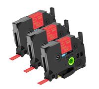 NineLeaf 3 Pack de Remplacement pour Brother P-Touch TZe-RW34 TZ-RW34 TZeRW34 AZe 12mm Décoration Ruban Satin Textile Doré sur Rouge D'étiquette Recharge pour Ptouch PT-D200SA 1280SP H100LB