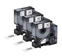 NineLeaf 3 Pack Remplacement pour Dymo 18483 A18483 12mm x 5.5m 0.47'' Ruban D'étiquettes Industriel en Polyester Noir sur Blanc Permanent pour Rhino 1000 4200 5200 ILP 219 3M PL100 PL150 Étiqueteuse