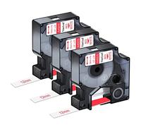 NineLeaf 3 x Compatible pour Dymo D1 45015 S0720550 A45015 Rouge sur Blanc 1/2'' 12mm x 7m Ruban D'étiquettes pour LabelManager 160 210D 220P 120P 150 200 LabelPoint 100 150 200 250 300 350