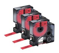 NineLeaf 3 x Compatible pour Dymo D1 45017 S0720570 A45017 Noir sur Rouge 1/2'' 12mm x 7m Ruban D'étiquettes pour LabelManager 160 210D 220P 120P 150 200 LabelPoint 100 150 200 250 300 350