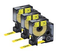 NineLeaf 3 x Compatible pour Dymo Rhino 18056 S0718310 Noir sur Jaune Gaine Thermorétractable 1/2'' 12mm x 1,5m pour Fils Câbles dans Rhino 3000 4200 5000 5200 6000 Industrielle Fabricant D'étiquettes