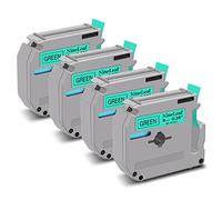 NineLeaf 4 Pack de Remplacement pour Brother P-Touch M-K721s M-K721 MK721 M-721 M721 9mm 0.35'' Ruban D'étiquette Non Laminé Noir pour Vert Cassette Recharge pour Ptouch PT-45M 55BM 80SCCP 80 100