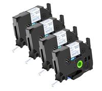 NineLeaf 4 pack de remplacement pour Brother P-touch TZe-233 TZ-233 TZe233 TZ233 AZe 12mm 0.47'' Ruban Bleu sur blanc Laminé D'étiquette Cassette Recharge Ptouch PT-D200 D450 D400VP E300 Étiqueteuse