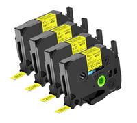 NineLeaf 4 Pack de Remplacement pour Brother P-Touch TZe-FX631 TZ-FX631 TZeFX631 TZFX631 AZe 9mm 0.47'' 8m Ruban D'étiquette Laminé Noir sur Jaune Flexible pour Ptouch PT-E500VP D200SA Étiqueteuse