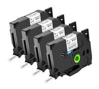 NineLeaf 4 Pack de Remplacement pour Brother P-Touch TZe-S221 TZ-S221 TZeS221 TZS221 AZe 9mm 0.35'' 8m Ruban D'étiquette Noir sur Blanc Laminé Adhésif Extra pour Ptouch PT-E500VP D200SA Étiqueteuse