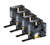 NineLeaf 4 Pack Remplacement pour Dymo D1 45024 S0720640 A45024 12mm x 7m 0.47'' 1/2 pouce Ruban D'Étiquette Or sur Noir pour LabelManager 160 210D 220P 120P LabelPoint 100 150 200 250 Étiqueteuse