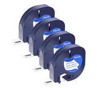 NineLeaf 4 Pack Remplacement pour Dymo Letratag Recharge 91201 91221 91331 S0721610 12mm x 4m 0.47 pouce Ruban D'étiquettes Noir sur Blanc pour LT-100H LT-100T LT-110T Plus QX50 XR XM 2000