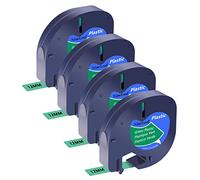 NineLeaf 4 Pack Remplacement pour Dymo Letratag Recharge 91204 91224 91334 59425 S0721640 12mm x 4m 0.47 pouce Ruban D'étiquettes Noir sur Vert pour LT-100H LT-100T LT-110T Plus QX50 XR XM 2000