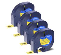 NineLeaf 4 x Compatible pour Dymo LetraTag 91202 91332 S0721620 Ruban de Plastique Noir sur Jaune 12mm x 4m D'étiquette Recharge pour LT-100H LT-100T LT-110T Plus QX50 XR XM 2000 D'étiquettes