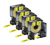 NineLeaf 4 x Compatible pour Dymo Rhino 18052 S0718270 Noir sur Jaune Gaine Thermorétractable 1/4'' 6mm x 1,5m pour Fils Câbles dans Rhino 3000 4200 5000 5200 6000 Industrielle Fabricant D'étiquettes