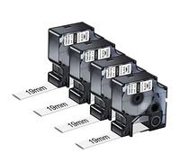 NineLeaf 4 x Compatible pour Dymo Rhino 18057 S0718320 Noir sur Blanc Gaine Thermorétractable 3/4'' 19mm x 1,5m pour Fils Câbles dans Rhino 4200 5000 5200 6000 Industrielle Fabricant D'étiquettes
