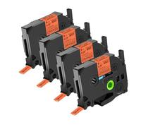 NineLeaf 4x Compatible for Brother TZe-B21 Orange Fluo Ruban D'étiquette