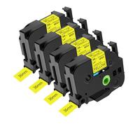 NineLeaf 4x Ruban de Compatible pour Brother P-Touch TZe-661 TZ-661 TZe661 TZ661 AZe 36mm 1,4'' Laminé Cassette d'étiquettes Noir sur Jaune pour étiqueteuse Ptouch PT-9200PC PT-9400 PT-9500PC