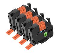 NineLeaf 4x Ruban de Compatible pour Brother P-Touch TZe-B61 TZ-B61 TZeB61 TZB61 AZe 36mm 1,4'' Laminé Cassette d'étiquettes Noir sur Orange Fluo pour étiqueteuse Ptouch PT-9200PC PT-9400 PT-9500PC