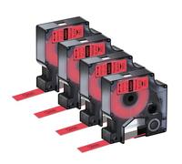 NineLeaf 4x Ruban Rouge 45017 pour Étiqueteuse Compatible avec Dymo D1
