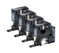 NineLeaf 4x Rubans d'étiquettes Vinyle 1805435 Noir Compatible Dymo Rhino