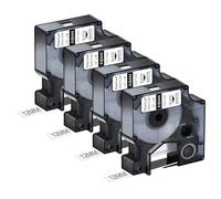 NineLeaf 4x Rubans d'étiquettes Vinyle 18444 Blanc Compatible Dymo Rhino