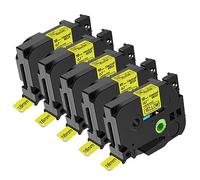 NineLeaf 5 Pack Compatible pour Brother P-touch TZe-641 TZ641 TZe641 TZ-641 18mm 0.7'' Noir sur Jaune Laminé TZ TZe Ruban Étiqueteuse pour PT-D400 D450 D600 H300 P700 P750W P710BT E800W P900