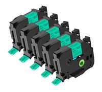 NineLeaf 5 Pack Compatible pour Brother P-touch TZe-751 TZ751 TZe751 TZ-751 24mm x 8m Noir sur Vert Laminé Étiqueteuse TZ TZe Ruban Cassette pourPT-2600 PT-2500PC PT-2500C PT-2500 PT-2480 PT-2470