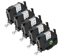 NineLeaf 5 pack de remplacement pour Brother P-touch TZe-141 TZ-141 TZe141 TZ141 AZe 18mm 0.7'' Ruban Noir sur Transparent Laminé D'étiquette Cassette Recharge Ptouch PT-D600 1800 E500VP Étiqueteuse