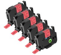 NineLeaf 5 pack de remplacement pour Brother P-touch TZe-451 TZ-451 TZe451 TZ451 AZe 24mm 0.94'' Ruban Noir sur Rouge Laminé D'étiquette Cassette pour Ptouch PT-D600 E550WVP 2430PC P750W Étiqueteuse