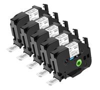 NineLeaf 5 Pack de Remplacement pour Brother P-Touch TZe-FX241 TZ-FX241 TZeFX241 TZFX241 AZe 18mm 0.7'' 8m Ruban D'étiquette Laminé Noir sur Blanc Flexible pour Ptouch PT-7600 7500 9200DX Étiqueteuse