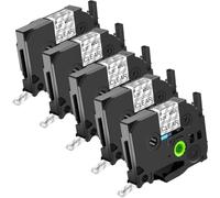 NineLeaf 5 Pack de Remplacement pour Brother P-Touch TZe-S121 TZ-S121 TZeS121 TZS121 AZe 9mm 0.35'' 8m Ruban D'étiquette Noir sur Transparent Laminé Adhésif Extra pour Ptouch PT-E500VP D200SA 2730