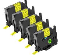 NineLeaf 5 Pack de Remplacement pour Brother P-Touch TZe-S631 TZ-S631 TZeS631 TZS631 AZe 12mm 0.47'' 8m Ruban D'étiquette Noir sur Jaune Laminé Adhésif Extra pour Ptouch PT-E500VP D200SA 1830C D600VP