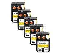 NineLeaf 5 Pack Remplacement pour Dymo 1868772 A1868772 19mm x 7m 0.7'' Multi-usages Ruban Noir sur Jaune D'étiquettes Industrielles en Vinyle Imprimantes pour Rhino XTL-300 XTL-500 Étiqueteuse