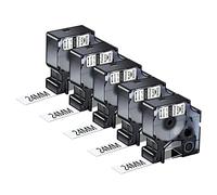 NineLeaf 5 Pack Remplacement pour Dymo D1 53713 S0720930 A53713 24mm x 7m 0.94'' 1 pouce Ruban D'Étiquette Noir sur Blanc pour LabelManager 300 400 450 500TS 450D PC II PnP Label Writer 400/450 Duo