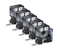 NineLeaf 5 Pack Remplacement pour Dymo IND 18445 A18445 19mm x 5.5m 0.7'' 3/4 pouce D'étiquette Vinyle Industrielle Noire sur Blanc Permanente pour Rhino 4200 5200 ILP 219 3M PL100 PL150 Étiqueteuse