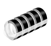 NineLeaf 5 Pack Remplacement pour Dymo S0898132 A0898132 3D Plastique Relief 12mm x 3m 0.47 pouce Ruban D'Étiquette Blanc sur Noir pour Office Mate II 1540 154000 Organizer Xpress Pro 1575 1595 1570