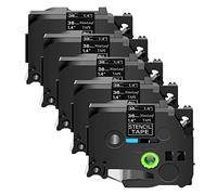 Nineleaf 5 Pack STE161 STE-161 solutions mobile cassette d'étiquettes 36mm (1.5 ") x 9.8 Ft stencil tape compatible pour Brother P Touch PT-9500PC PT-9600 PT-9700PC PT-D800W, Black on transparent