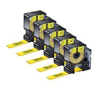 NineLeaf 5 PK Compatible avec DYMO 18058 Rhino Gaine thermorétractable industrielle 3/4"x 5 pieds Noir sur Jaune pour LabelWriter et fabricant d'étiquettes industrielles Rhino 1000 3000 4200 5000 5200