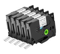 NineLeaf 5 x Compatible pour Brother P-touch HSe-231 HSe231 HS231 Ruban 11.7mm x 1.5m Noir sur Blanc Gaine Thermo Retractable Fils Câbles Etiquettes pour P-Touch PT-E300 E300VP E500 E550W P750WVP H300