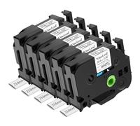 NineLeaf 5 x Compatible pour Brother P-touch HSe-251 HSe251 HS251 HS-251 Ruban 23,6mm x 1.5m Noir sur Blanc Gaine Thermo Retractable dans Fils Câbles pour PT-PT2730 PT2730VP PT7500