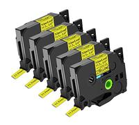 NineLeaf 5 x Compatible pour Brother P-touch HSe-631 HSe631 HS631 HS-631 Ruban 11,7mm x 1.5m Noir sur Jaune Gaine Thermo Retractable dans Fils Câbles pour PT-1100 1100sb 1100SBVT 1100ST 1120