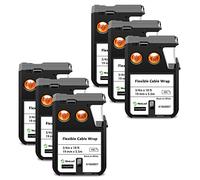 NineLeaf 6 Pack Remplacement pour Dymo 1868807 A1868807 19mm x 5.5m 0.7'' Multi-usages Ruban Noir sur Blanc D'étiquettes Industrielles en Vinyle Imprimantes pour Rhino XTL-300 XTL-500 Étiqueteuse
