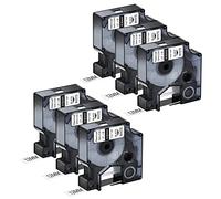NineLeaf 6 Pack Remplacement pour Dymo IND 18444 A18444 12mm x 5.5m 0.47'' 1/2 pouce D'étiquette Vinyle Industrielle Noire sur Blanc Permanente pour Rhino 1000 4200 5200 219 PL100 PL150 Étiqueteuse