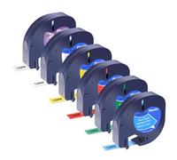 NineLeaf 6x Compatible avec Recharge Dymo LetraTag Ruban 12mm 12267 91201 91202 91203 91204 91205 pour Dymo Etiqueteuse LetraTag LT-100T LT-100H XR, Noir sur Blanc/Rouge/Jaune/Bleu/Vert/Transparent