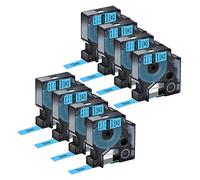 NineLeaf 8 Pack Remplacement pour Dymo D1 45016 S0720560 A45016 12mm x 7m 0.47'' 1/2 pouce Ruban D'Étiquette Noir sur Bleu pour LabelManager 160 210D 220P 120P LabelPoint 100 150 200 Étiqueteuse