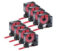 NineLeaf 8 Pack Remplacement pour Dymo D1 45017 S0720570 A45017 12mm x 7m 0.47'' 1/2 pouce Ruban D'Étiquette Noir sur Rouge pour LabelManager 160 210D 220P 120P LabelPoint 100 150 200 Étiqueteuse