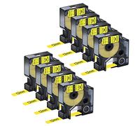 NineLeaf 8 x Compatible pour Dymo Rhino 18056 S0718310 Noir sur Jaune Gaine Thermorétractable 1/2'' 12mm x 1,5m pour Fils Câbles dans Rhino 3000 4200 5000 5200 6000 Industrielle Fabricant D'étiquettes