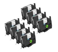 NineLeaf 8x Compatible for Ruban Brother 6mm TZe-FX211 Blanc D'Étiquette