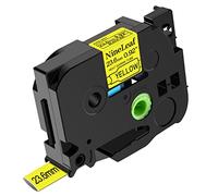 Nineleaf Bande thermorétractable pour Brother P-Touch HSe-651 HSe651 HS651 HS-651 PT-E500 PT-E500VP PT-E550W PT-E550WVP PT-P750WVP 23,6 mm x 1,5 m Noir sur jaune 1 paquet
