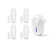 NineLeaf Carillon Détecteur Porte sans Fil avec Bleu LED,1Récepteur 4Chime | Detecteur Ouverture De Porte Sans Fil, Sonnette Entrée Magasin,180 m,48 Mélodies,5 Volumes, Maison/Boutique/Malentendants