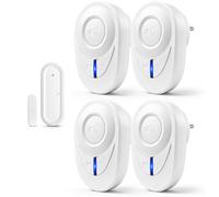 NineLeaf Carillon Détecteur Porte sans Fil avec Bleu LED,4Récepteur 1Chime | Detecteur Ouverture De Porte Sans Fil, Sonnette Entrée Magasin,180 m,48 Mélodies,5 Volumes, Maison/Boutique/Malentendants